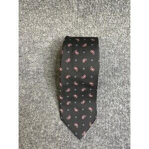 Brooks Brothers Makers and Merchants Black Paisley 100% Silk Tie EUC